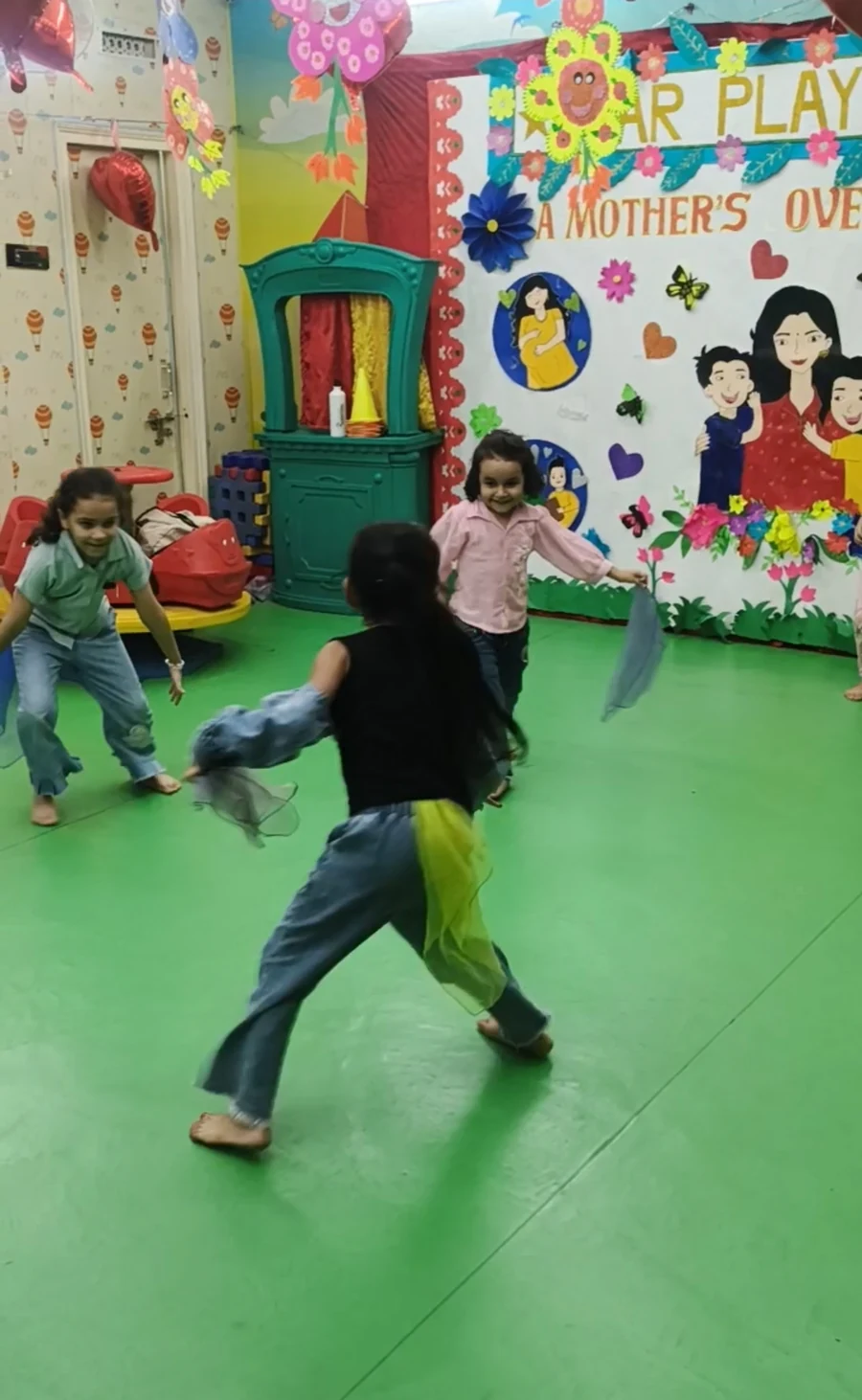 A child practising movement and coordination