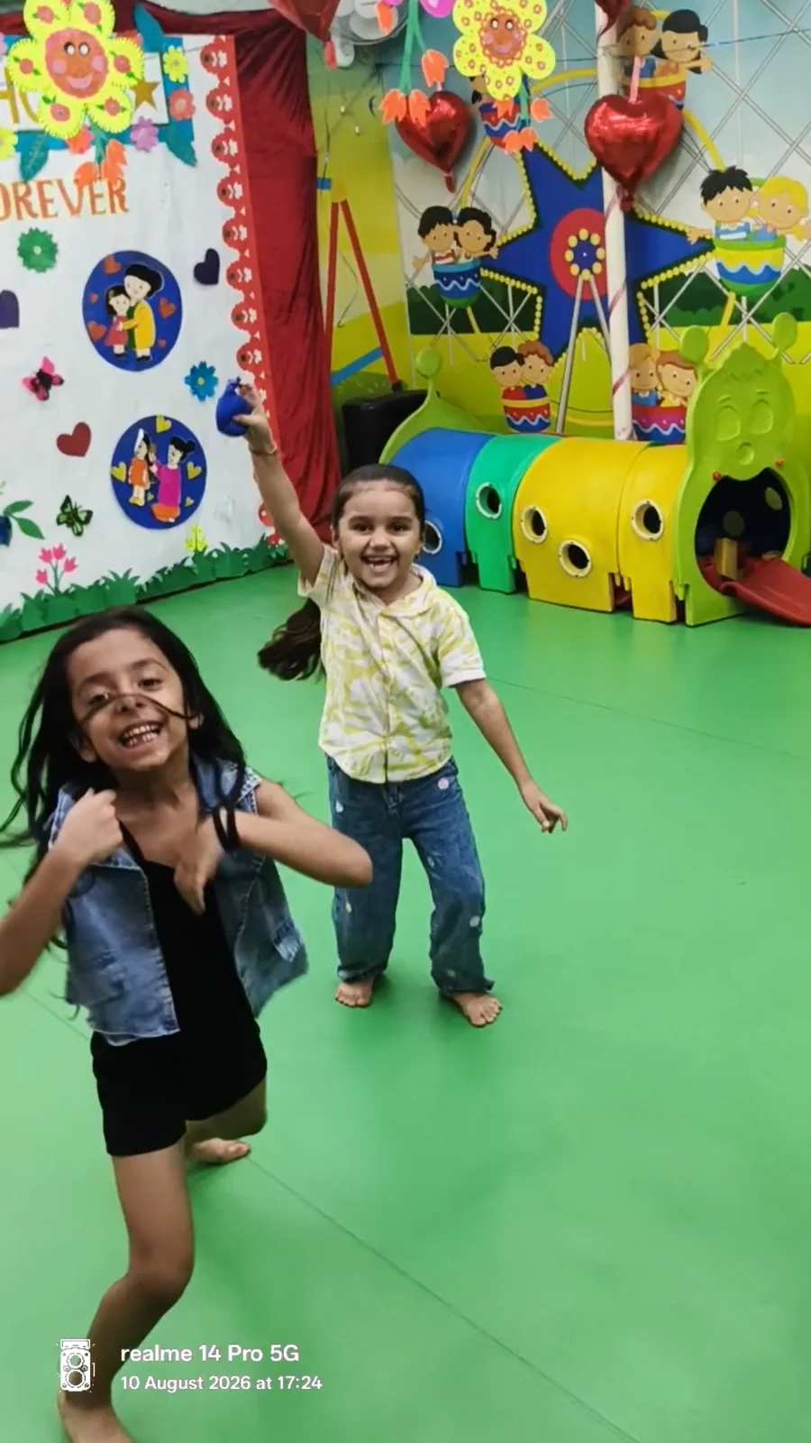 Children smiling during an active play session